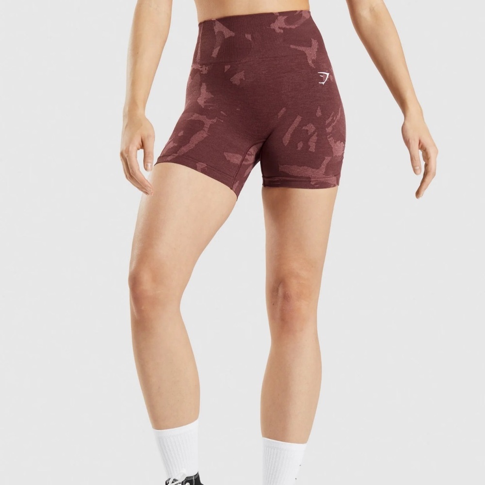 Gymshark Adapt Camo Seamless Shorts in cherry brown